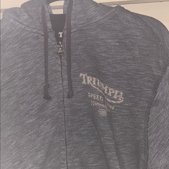 Triumph Gray Hoodie with large design on back, zip up size large - Picture 3 of 10